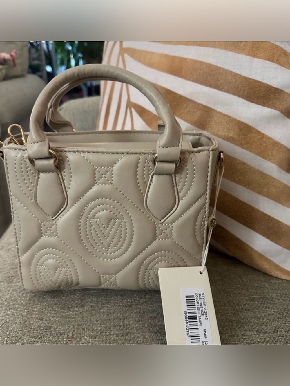 Valentino Orlandi butter soft leather Quilted Top-Handle Bag in Cream/beige!